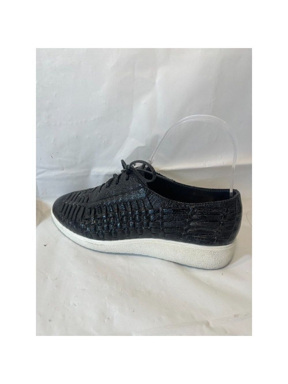 Antonio Melani Freesiaa Black Leather Woven Sneakers Shoes Women's size 5.5